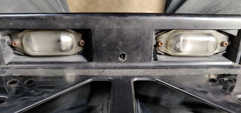 Rear center panel with hole drilled on top