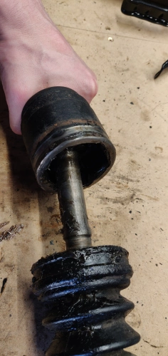 CV axle shoved into joint