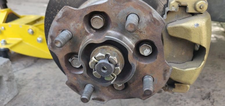 Axle hub cleaned out